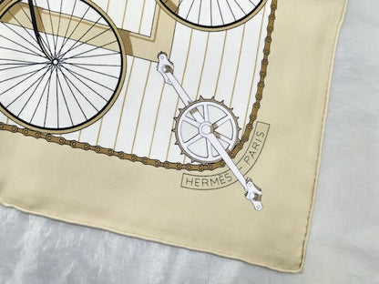 Hermes Scarf Carré 90 LES Becanes Bicycle Motif 100% Silk