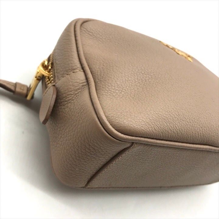 Prada Leather Pouch Gold Pink Beige Case