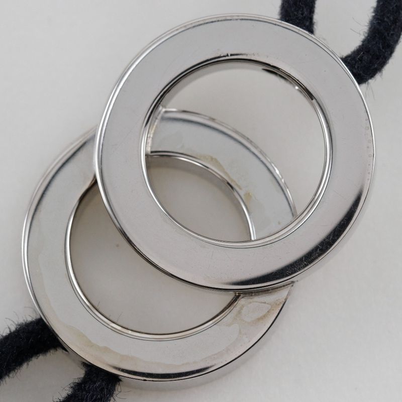 Bvlgari Bulgari Double Logo Silver 925 Black Unisex 11.2g Bracelet