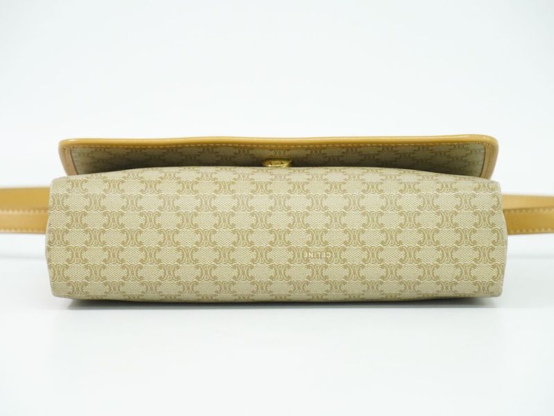 Authentic Celine Macadam Shoulder Bag Pochette PVC Beige Macadam Bag Pre-owned