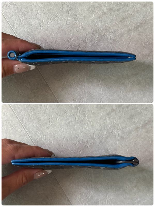 Bottega Veneta Money Clip Leather Bifold Wallet Intrecciato Bicolor Black Blue