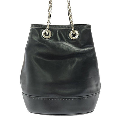 Celine - Old Celine Circle Logo Leather Chain Shoulder Bag - Black - Women