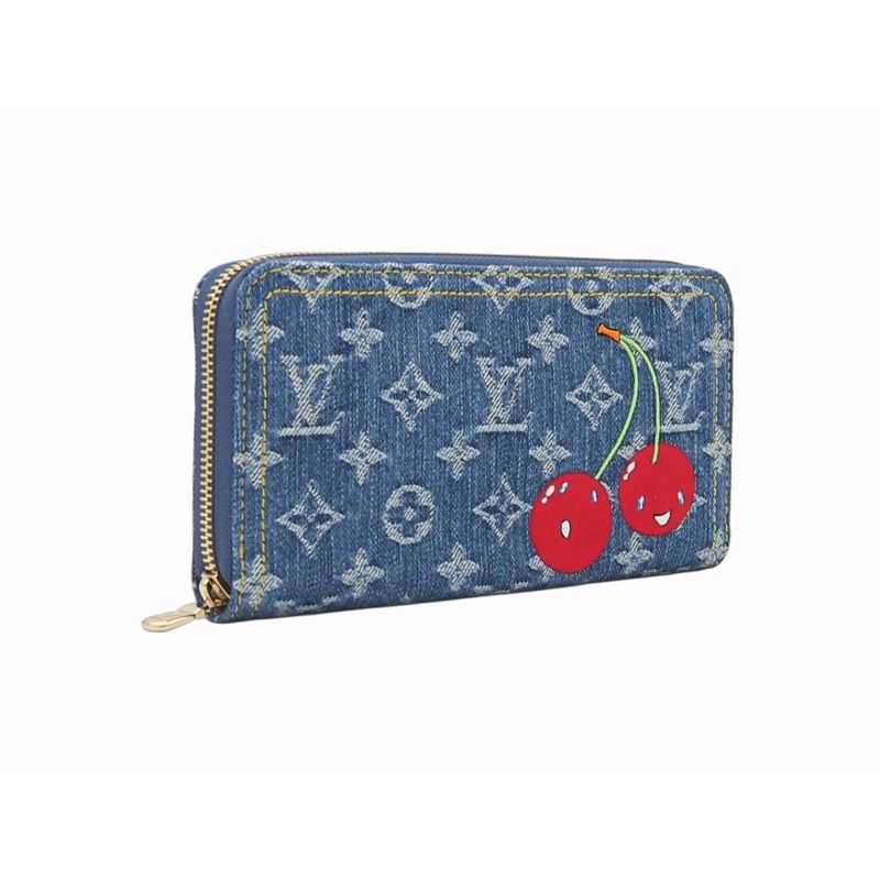 Louis Vuitton LV X Tm Zippy Wallet Monogram Cherry Denim Cotton