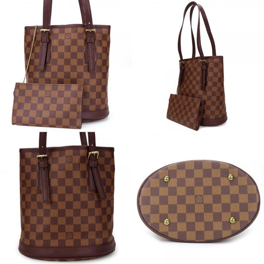 Louis Vuitton Tote Bag Marais N42240 Damier Brown Gold Hardware With Pouch