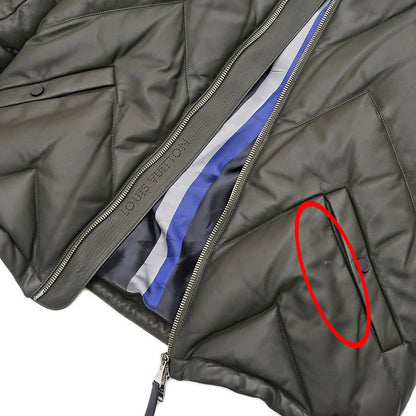 Louis Vuitton Down Jacket 50 Khaki Sheep Leather Double Zipper Outerwear