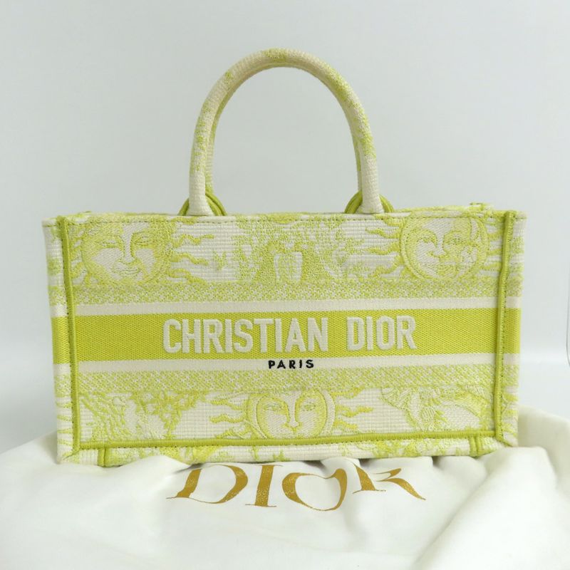 Christian Dior Book Tote Mini M1255zecq Handbag Yellow Canvas Ladies