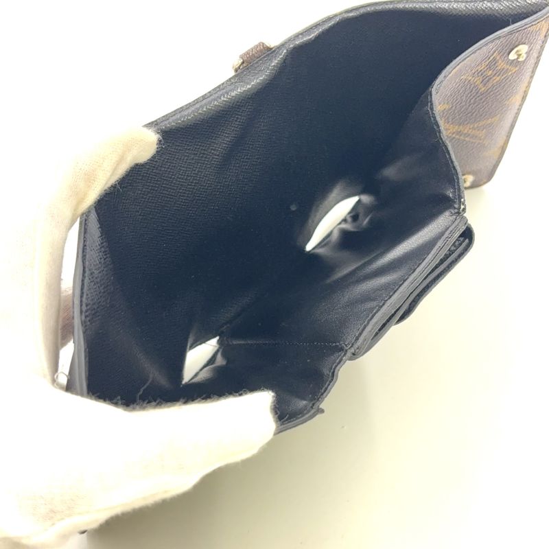 Louis Vuitton Portefeuille Compact Chain Leather X PVC Brown Wallet Silver