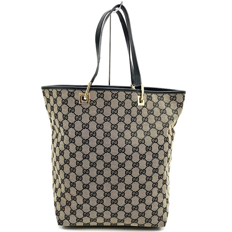 Gucci 002 1098 GG Canvas Tote Bag Brown GG Canvas Ladies Men Fashion Vintage