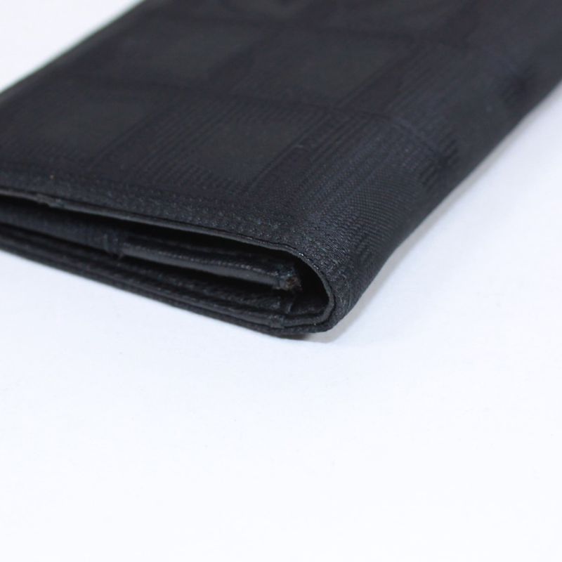 Chanel New Travel Line Leather X Nylon Black Wallet Black A15788