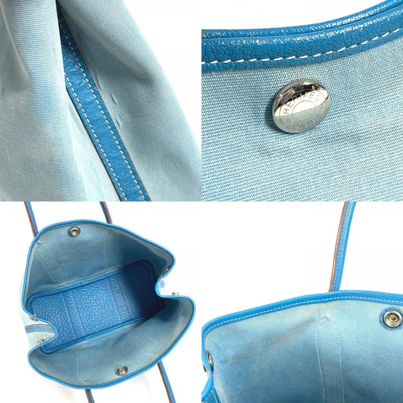 Hermes Tote Garden Party TPM Garden Party TPM Toile Officier/leather Blue