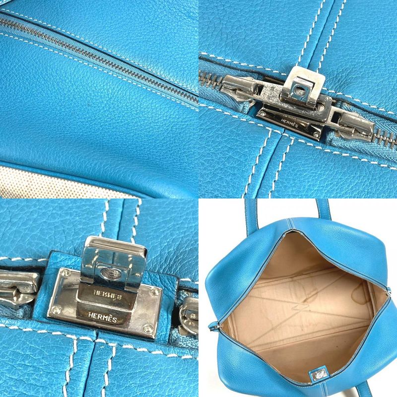 Hermes Boston Bag Victoria 43 Victoria 43 Toile Ash Blue Jean Blue