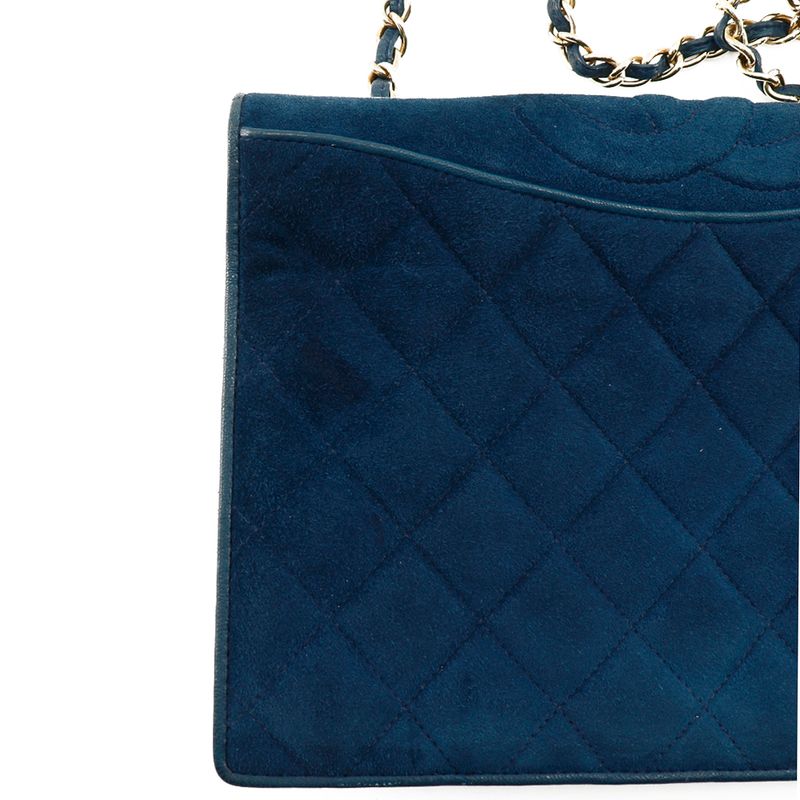 Chanel Chain Shoulder Matelasse Vintage Suede Blue Ladies Shoulder Bag