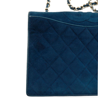 Chanel Chain Shoulder Matelasse Vintage Suede Blue Ladies Shoulder Bag
