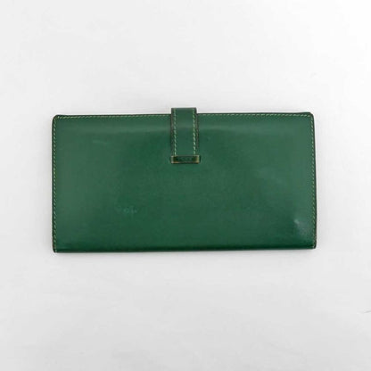 Hermes Bearn Classic Box Cuff Green Gold Hardware F Engraved Leather