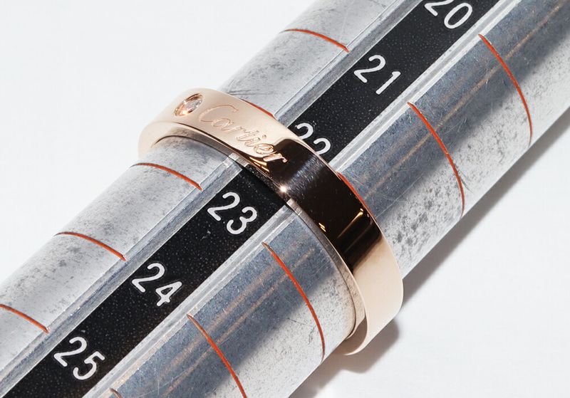Cartier Ring 18K Pink Gold Diamond 1P (003ct) C De Cartier Ring Engraved Ring