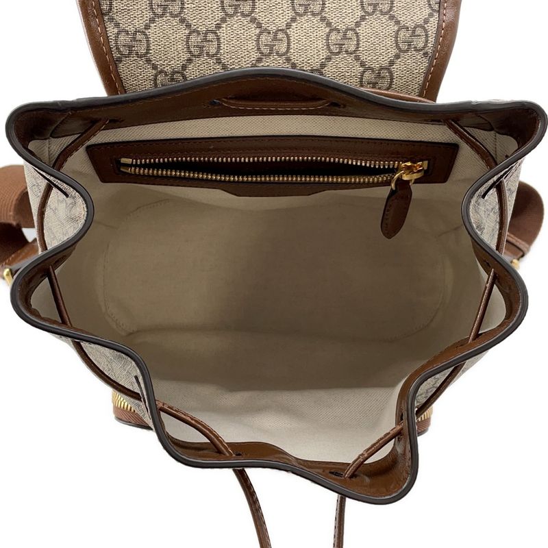 Gucci Interlocking GG Supreme Backpack Beige Brown