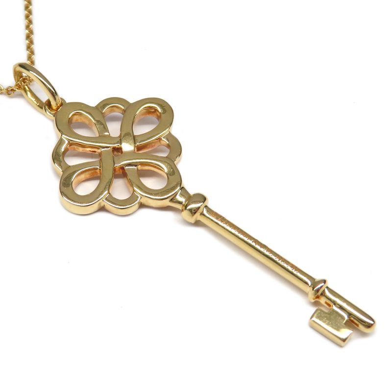 Tiffany & Co Necklace Knot Key Pendant Diamond Au75pg 18K Pink Gold