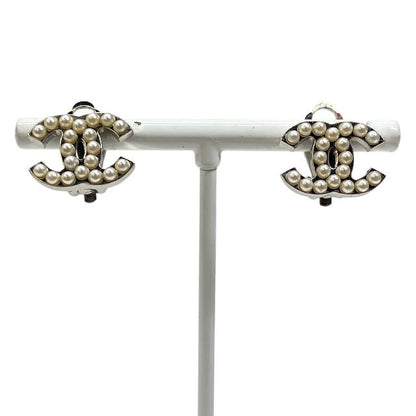 Chanel Earrings Jewelry Coco Mark Faux Pearl GP Silver Chanel Ladies Luxury