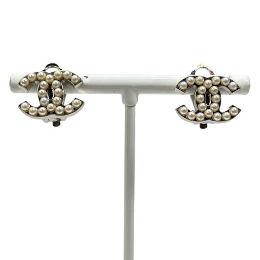 Chanel Earrings Jewelry Coco Mark Faux Pearl GP Silver Chanel Ladies Luxury