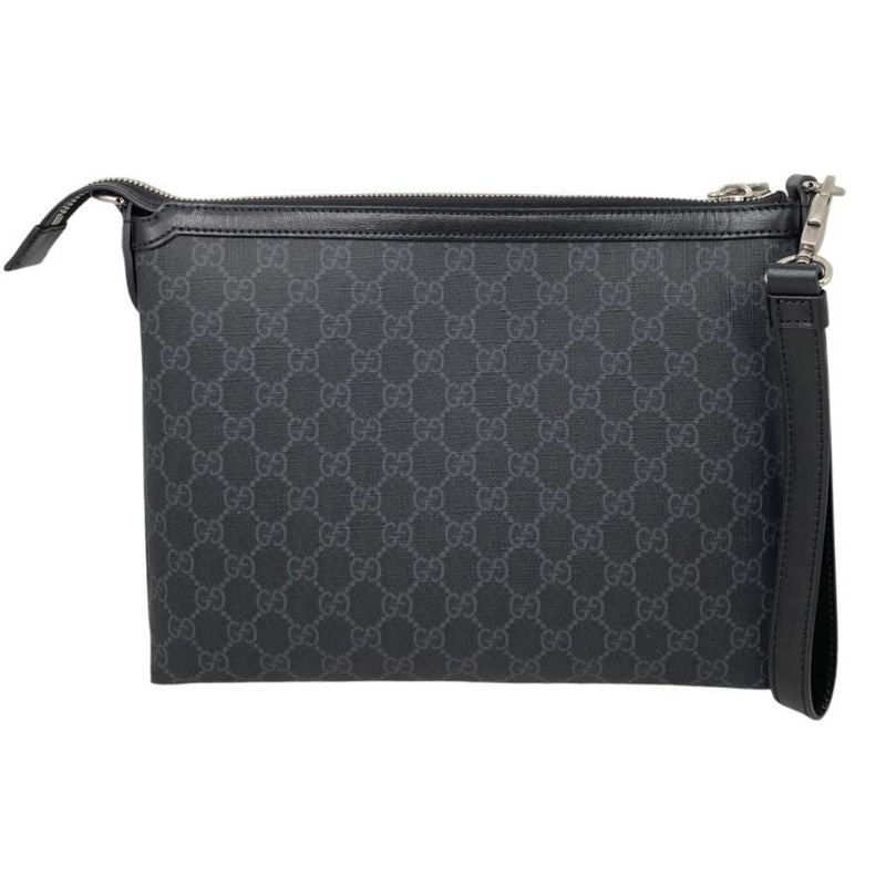 Gucci Clutch Bag with Interlocking G Messenger Bag 726833 GG Supreme Black Gucci