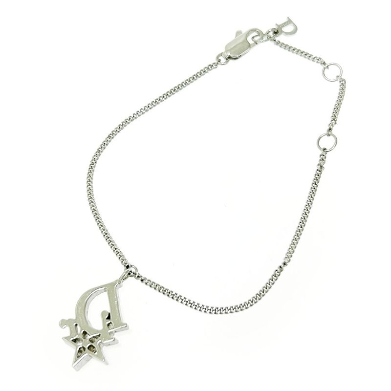 Christian Dior Metal Rhinestone Dior Logo Star Bracelet Silver 483539 Bracelet