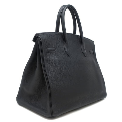 Hermes Handbag Birkin 35 Togo Black Matte Silver Hardware Black D Engraved