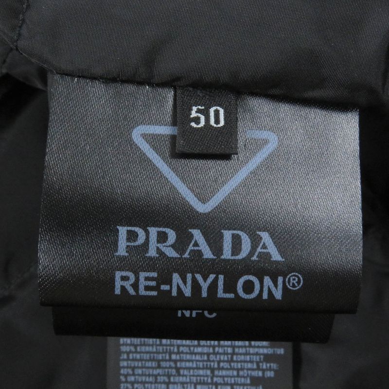 Prada 2024 Sgn955 Triangle Logo Re-nylon Puffer Jacket Down Jacket Black 50
