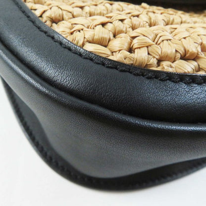 Saint Laurent Paris 634818 Kaia Raffia Leather Shoulder Bag Natural Black Gold