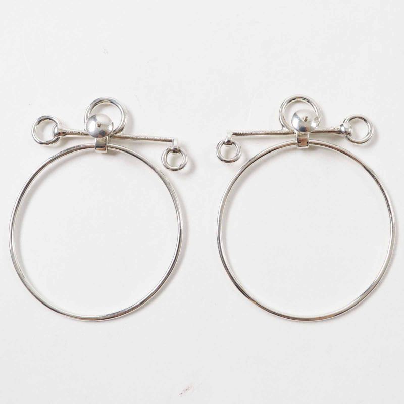 Hermes Loop Medium Earrings For Both Ears Ag925 Silver With Box Storage Bag