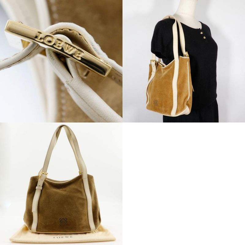 Loewe Anagram Suede Brown Women's Shoulder Bag