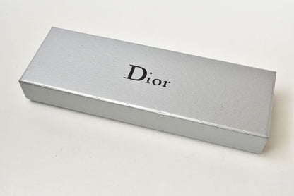 Christian Dior Necklace Vintage Double Chain Logo Rhinestone Silver