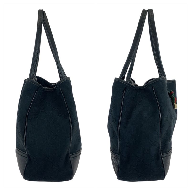 Gucci Sherry Line Princy Black GG Canvas 163805 Tote Bag Shoulder Bag Women