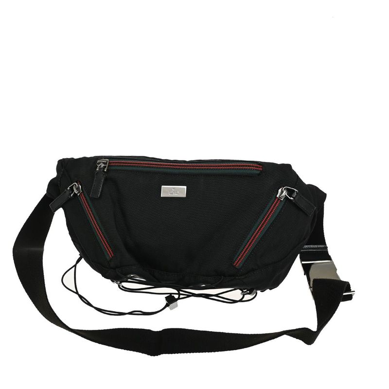 Gucci Body Bag Sherry Waist Pouch Black Canvas 88ka616