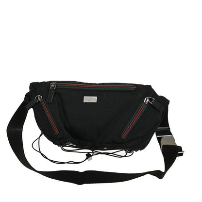 Gucci Body Bag Sherry Waist Pouch Black Canvas 88ka616