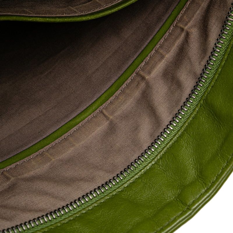 Bottega Veneta Intrecciato Crossbody Shoulder Bag Green Leather Women Bottega