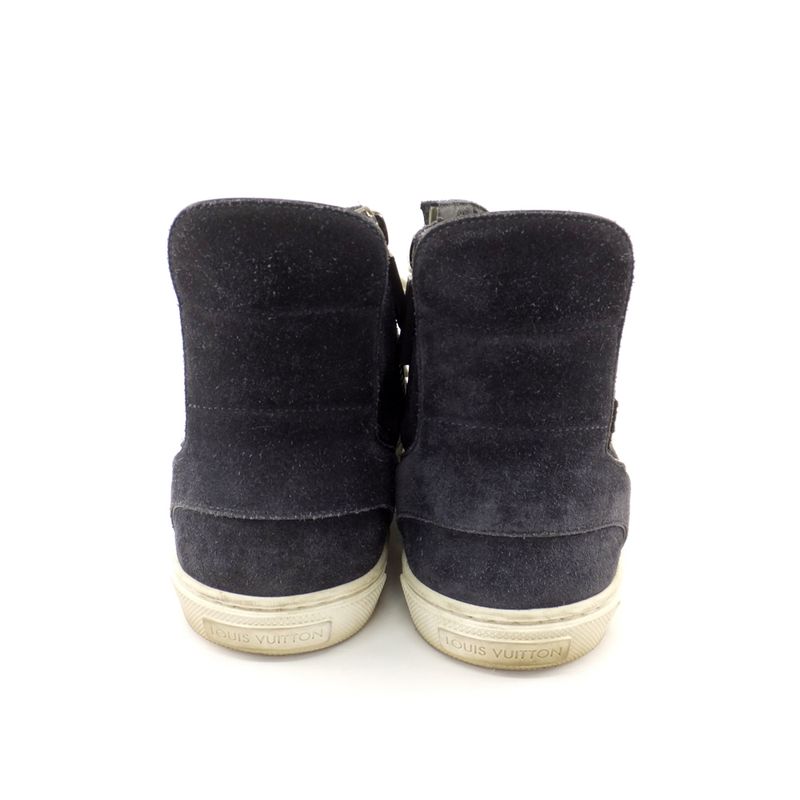 Louis Vuitton High Cut Sneakers - Side Zip Suede Dark Navy - Size 6 1