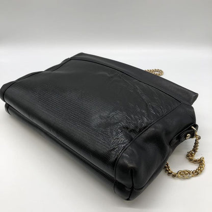 Gucci 004 109 Shoulder Bag Chain Shoulder Leather Black Women Men Vintage