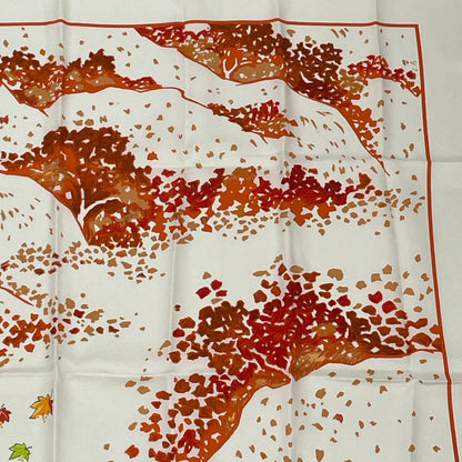 Hermes Carre 90 Trois Feuilles 3 Leaves Scarf Silk Orange