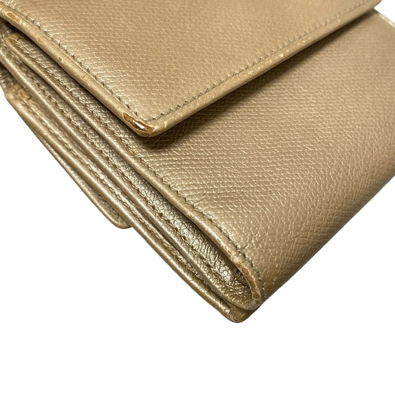 Chanel W Hook Wallet Coco Button Beige Silver Hardware