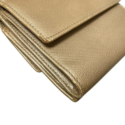 Chanel W Hook Wallet Coco Button Beige Silver Hardware