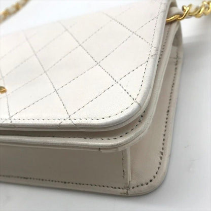 Chanel CC Logo Mini Quilted Lambskin Push Lock Chain Shoulder Bag White