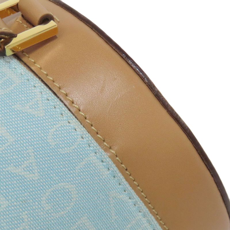 Bvlgari Bulgari Drum Bag Logomania Handbag Canvas Leather Women