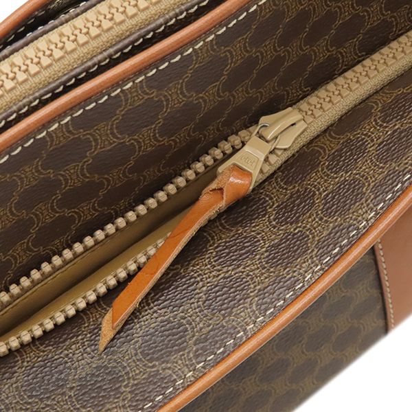 Celine Handbag Macadam Tote PVC Leather Brown Gold Hardware Total Triomphe Logo