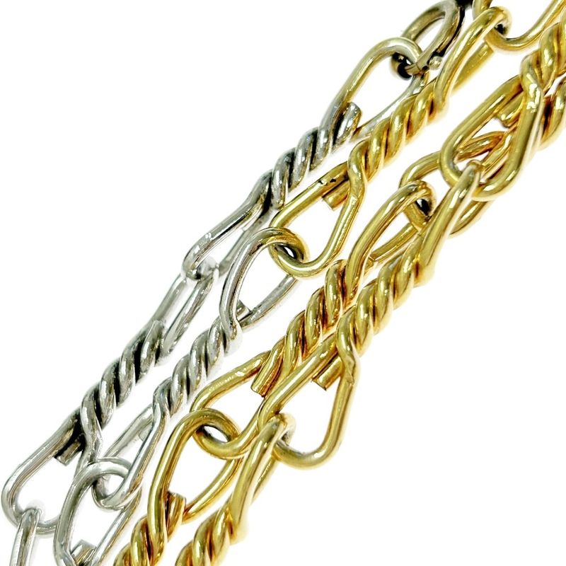 Christian Dior Metal Twisted Chain Long Necklace Gold Silver 346774 Necklace