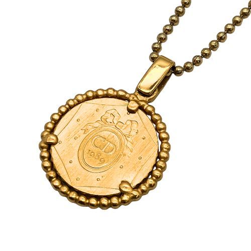 Christian DIOR Necklace Gold Plated Ball Chain Gold Plated Ball Chain Coin