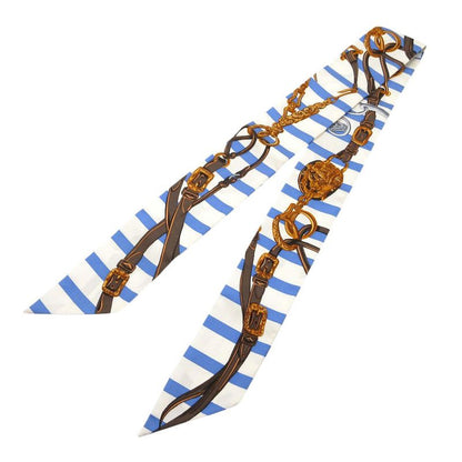 Hermès Twilly Ceremonial Maitre D' Scarf Silk Light Blue/white/multicolor 0111