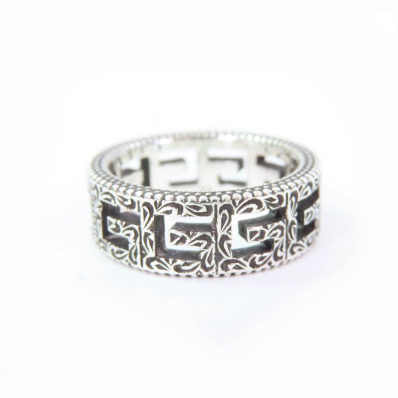Gucci Arabesque Square G Ag925 Ring Silver 11 With Box And Storage Bag Made In