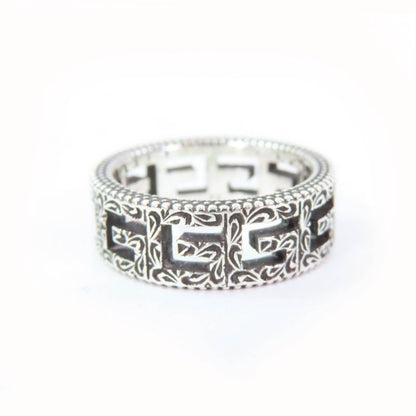 Gucci Arabesque Square G Ag925 Ring Silver 11 With Box And Storage Bag Made In