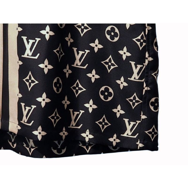 Louis Vuitton Monogram Pajama Shirt Silk Shirt Blouse Women's Tops Navy Ivory