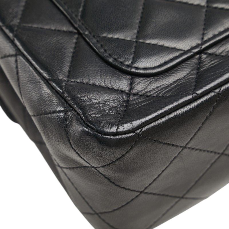 Chanel Matelasse Coco Mark Double Flap Black Gold Lambskin Women's Chanel